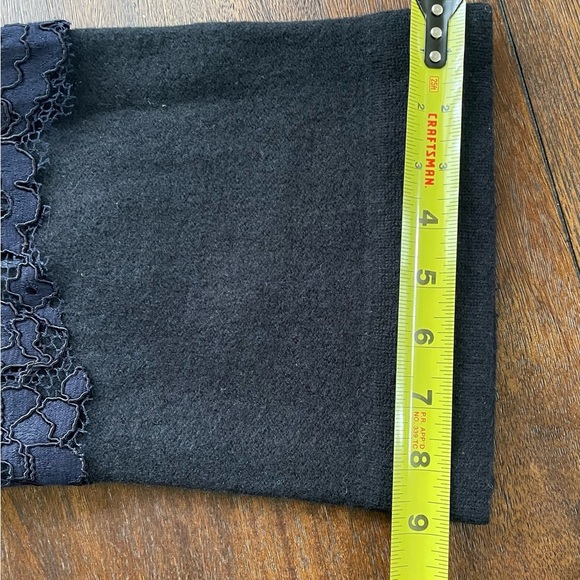 ANTHROPOLOGIE FIELD FLOWER  Black Cardigan Womens Size L Navy Laced Bell-Sleeve - Picture 11 of 13